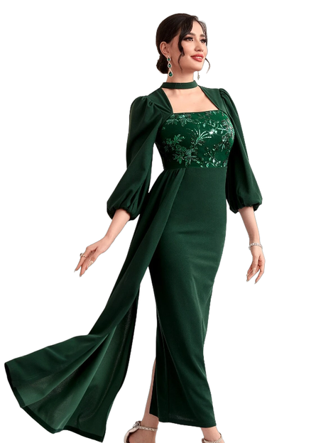 Bouje SHEIN Modely Choker Neck Lantern Sleeve dress | Shop Today. Get ...
