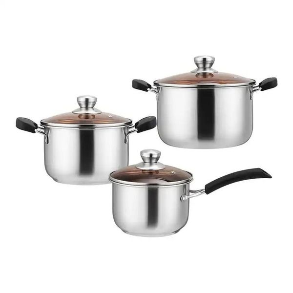 Silver Stainless steel Non-Stick Pot With Lid