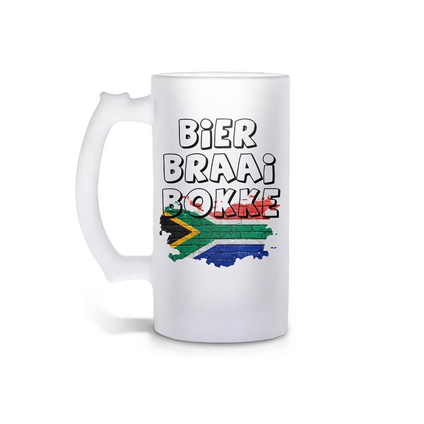 Bier, Braai, Bokke Heritage Day Frosted Beer Mug 480ml