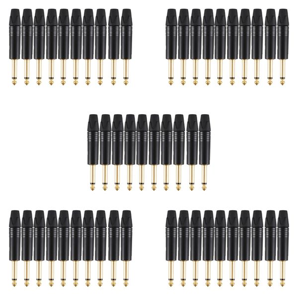 10Pcs Plug Mono 6 35 Mm 6 5Mm Stereo Jack Plug Black