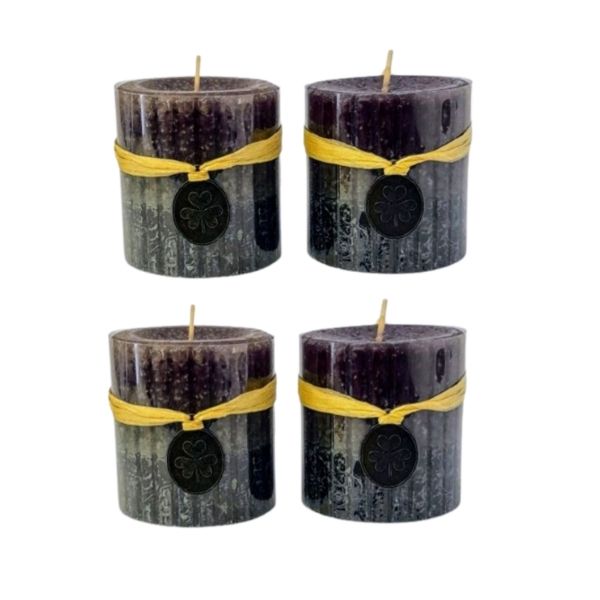 Scented Candle Set - Brown and Black - 7 cm - Set of 4