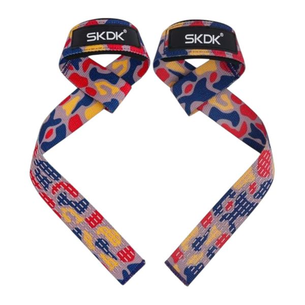 Lifting Wrist Straps for Weightlifting and Strength - Camo Red/Orange