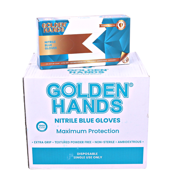 Golden Hands Nitrile Powder Free Gloves - 10 Boxes of 100s - Case