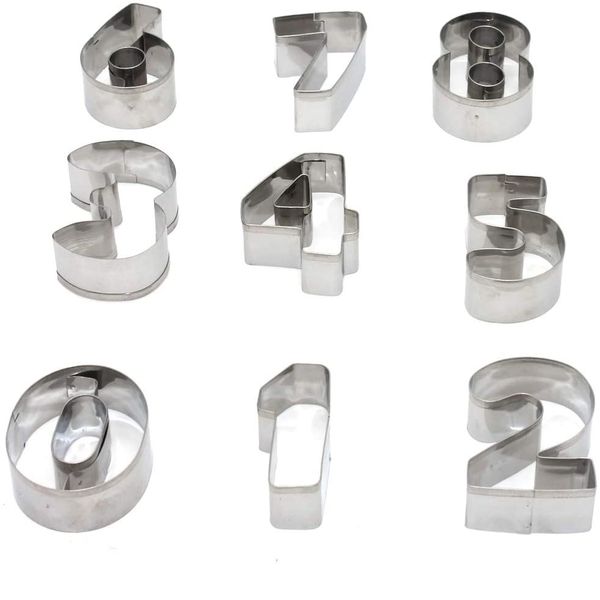 FI- 10 pc Numbers Cookie Cutters Stainless Steel