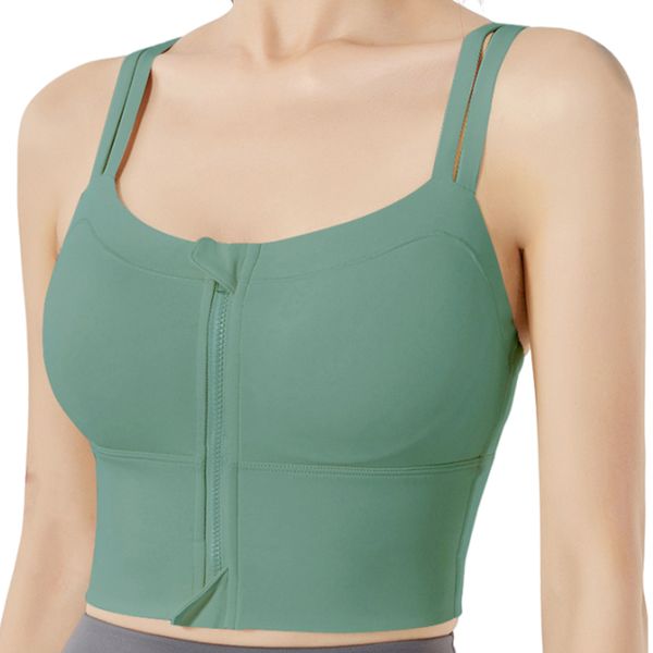 women Front Zipper Sports Bra - Thin Strap Backless Bra Comfortable