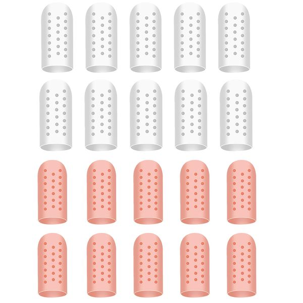 20 Pack Gel Finger Cots with Holes, Silicone Fingertip Caps
