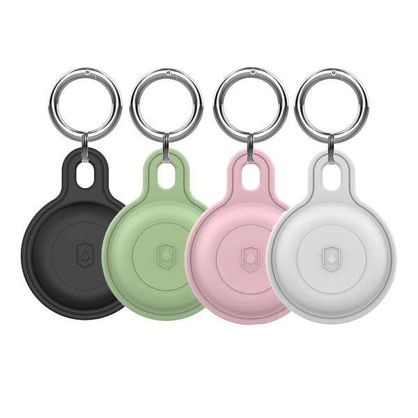 Silicone keychains compatible with Apple AirTags 4-piece set and safe