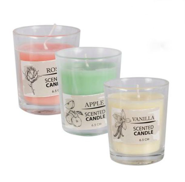 Rose, Apple, Vanilla Scented candles 3 Piece