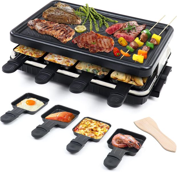 8-Pan Table GrillSmokeless Electric Indoor BBQ with Non-Stick Grill Plate