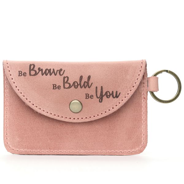 DAREhue - Genuine Leather Card Holder Keyring - Be Brave, Be Bold, Be You