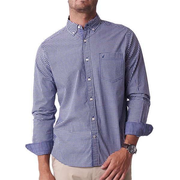 Nautica Men's Classic Gingham Long Sleeve Woven Shirt -