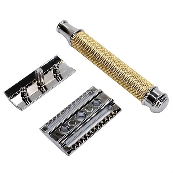 Mens Folding Shaving Double Edge Classic Safety Shaver Gold
