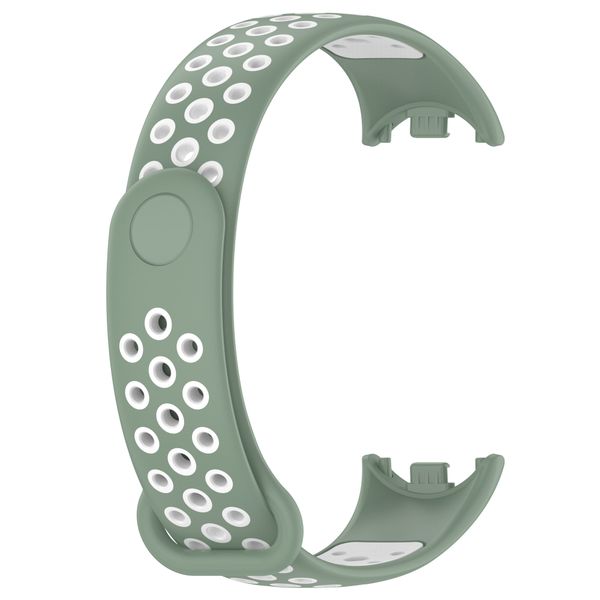 Sports Silicone Strap for Xiaomi Band 8/9-Green &amp; White