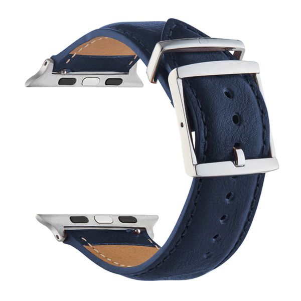 Premium Leather Strap for Starlight 45mm Apple Watch Series 7 - Navy Blue