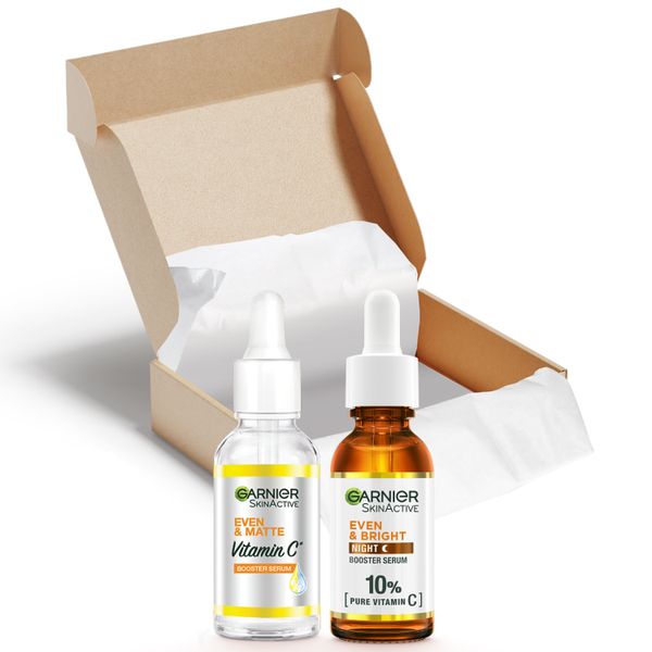 Garnier Even &amp; Matte Vitamin C Day and Night Serum - 2 Piece Bundle