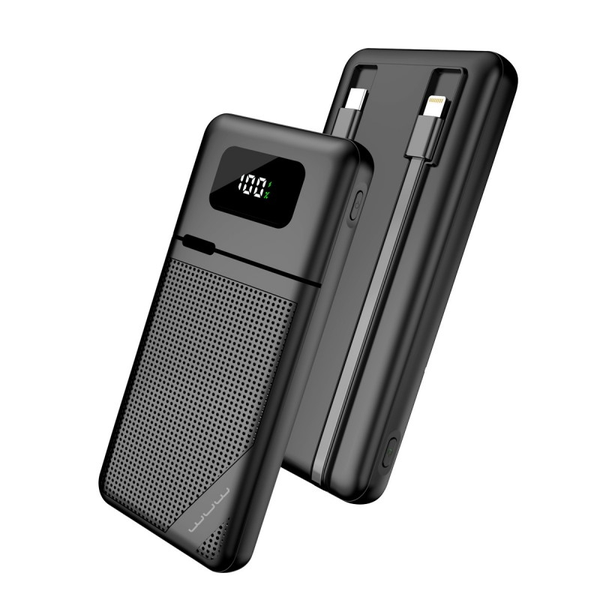 WUW-Y163 10000MAH 2-in-1 Powerbank with BUILT-IN CABLES