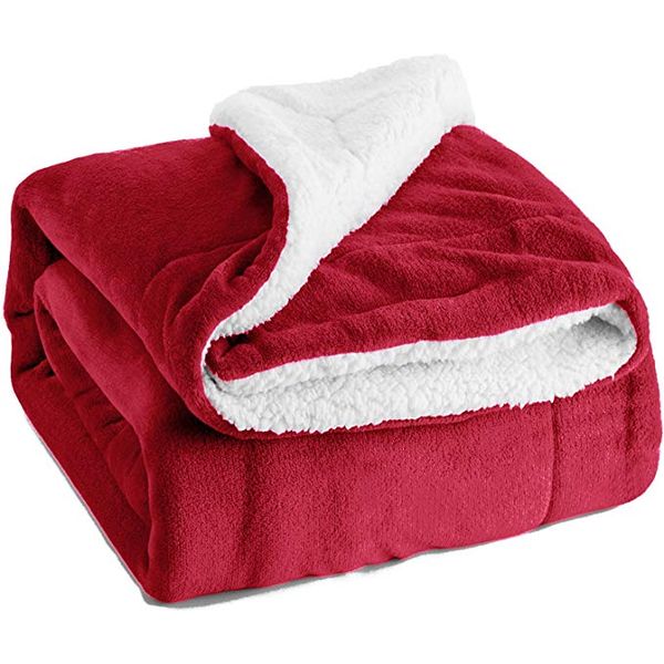 Sherpa Fleece Blanket Throw - Red