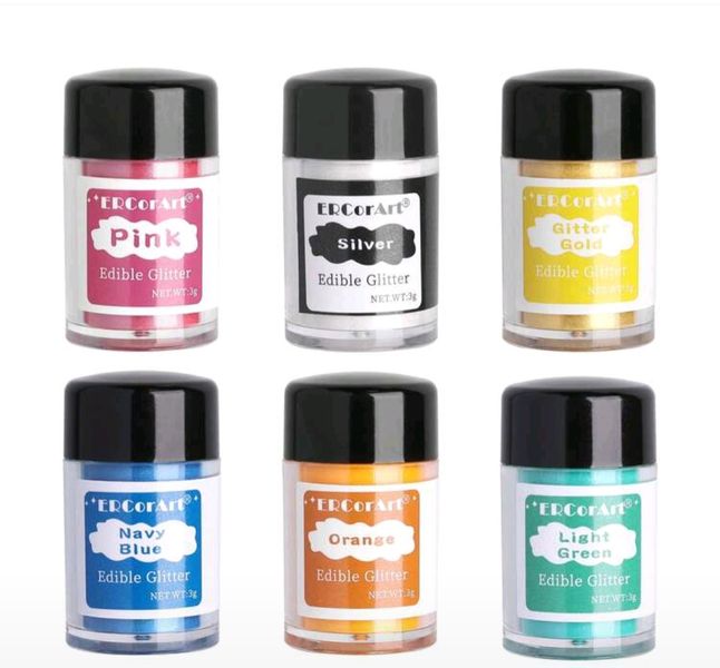 Edible Shimmering Glitter for Drinks or Cake - 6 Piece