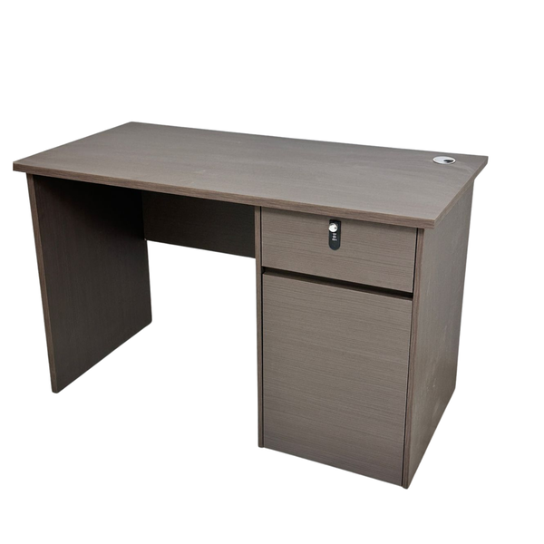 Walnut Home Office Desk | Privacy Lock Drawer &amp; Built-in Cable Organizer