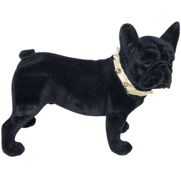 Gold Collar Velvet Black Boston Dog Ornament