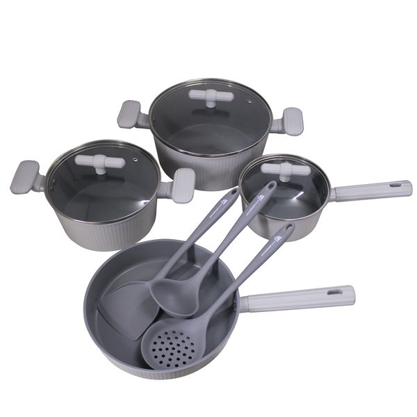 LMA 10 Piece Carved Aluminium Non-Stick Cookware Set