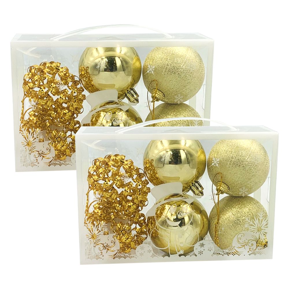 Round Christmas Decorations Ornament Hanging Balls - Set of 2 Box