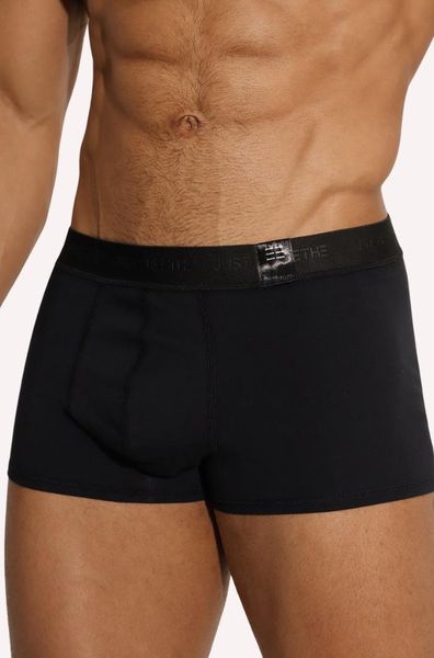 Breeth Men's Low Rise Short Leg Stretch Cotton Boxer Brief Trunks - Black