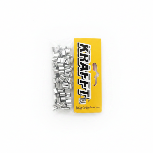 Krafft 4.5mm Aluminium Ferrules - 100 Piece Pack for DIY and Repairs