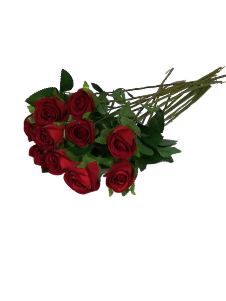Artificial Roses 10 Piece Closed Bud Red