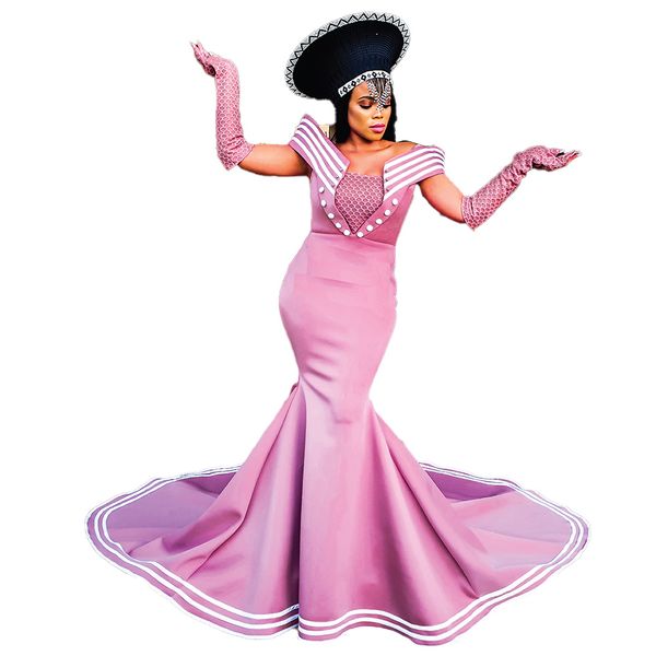Africa Fashion House Relo Bridal Circuit Xhosa Dress Dusty Pink