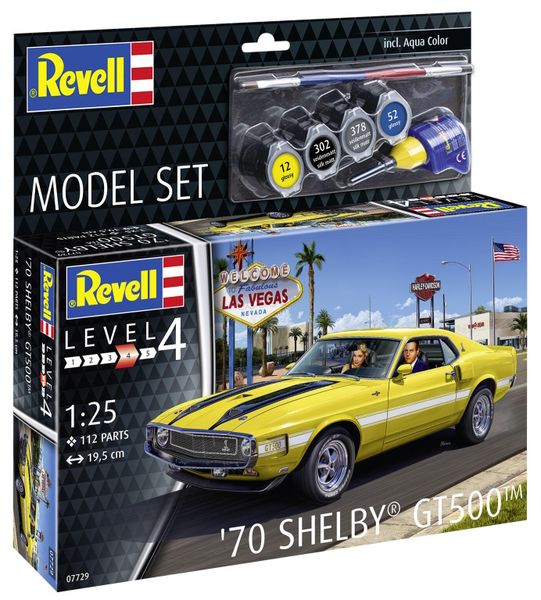 Revell 1/25 1970 Shelby Mustang GT500 Model Kit w/paints, Glue and Brush