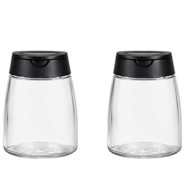 2 Pack - Glass Seasoning Bottle 150ml - Black &amp; Transparent