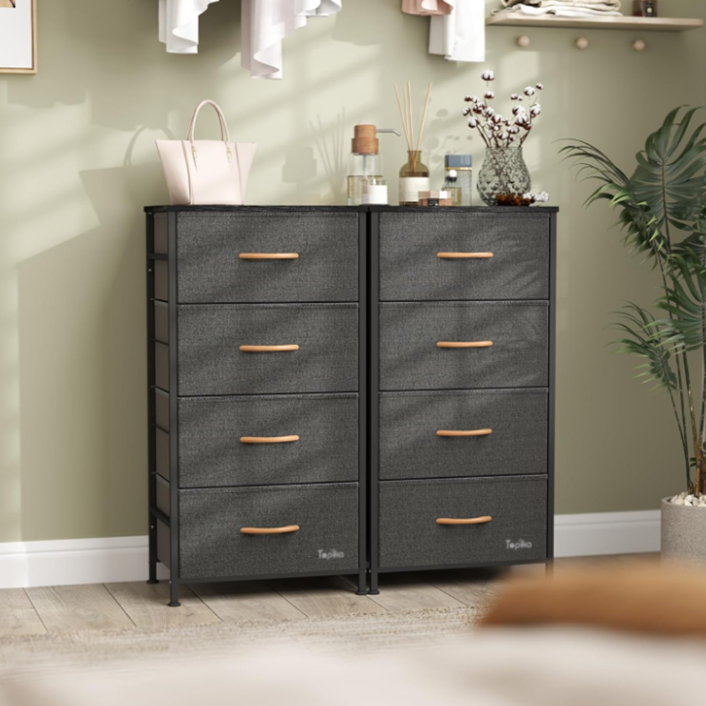 Topika - 4-Drawer Storage , Steel Frame, Wood Top, Drawer Storage