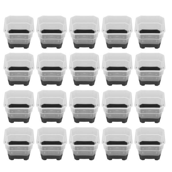 20 Pieces Transparent Black Square Nursery Pots image