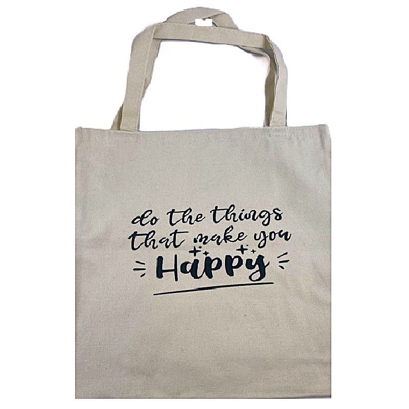 Totes / Shopper Bag with Quotes : Cream
