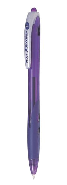 Pilot Rexgrip Retractable Fine Ballpoint Pen - Violet(Pack of 12)