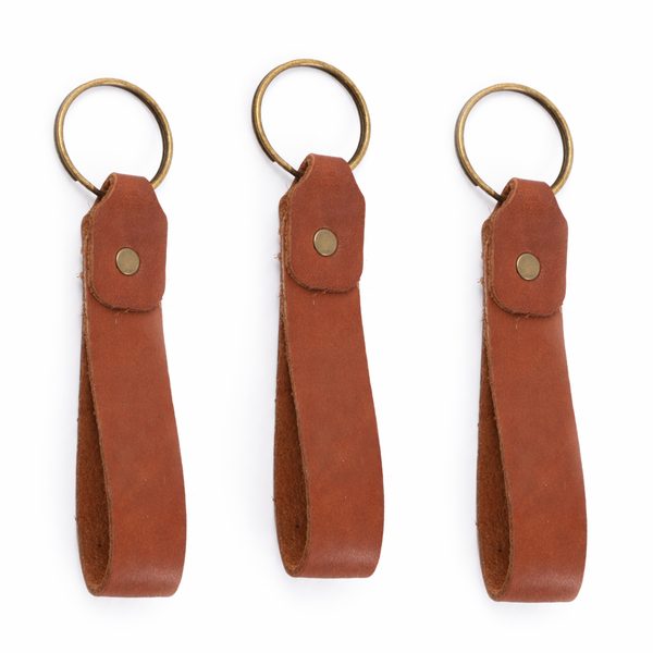 Handmade Leather Keyring - Narrow - 3 pack