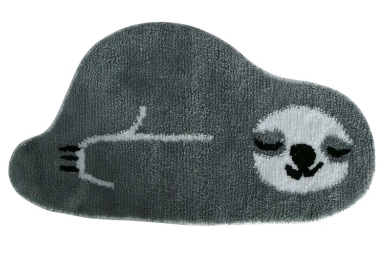 Kids Microfibre Rug Grey Sloth Design - 41x76cm