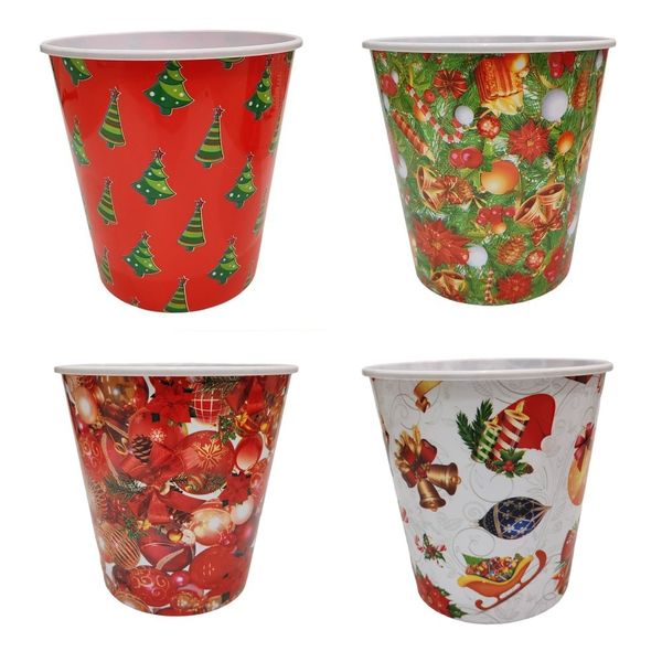 Christams Design Re-Usable Plastic Dishes/Tubs - 4 Pack