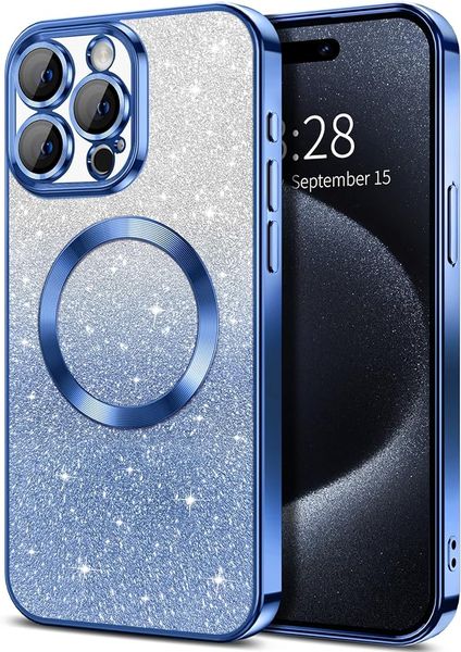 MagSafe Case Clear Magnetic Glitter Phone Cases Compatible with iPhone