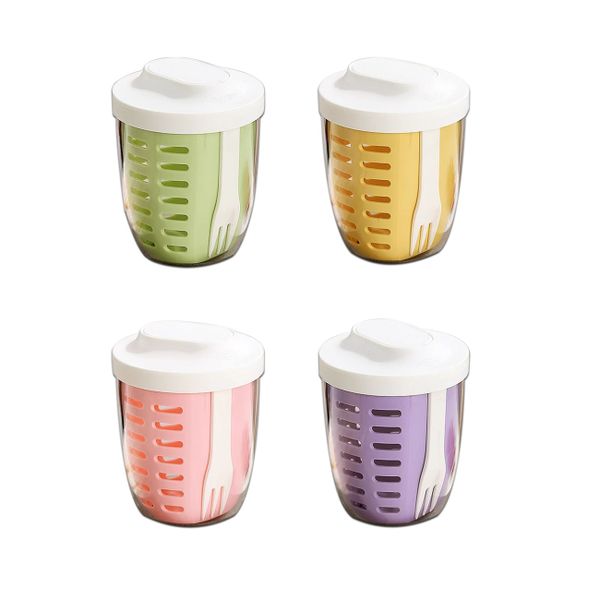4PCS portable outdoor fruit cup, large capacity storage sealed salad box