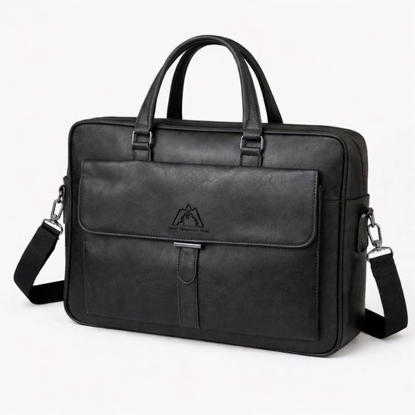 Vegan Leather Laptop Bag 18" Briefcase for Work &amp; Travel