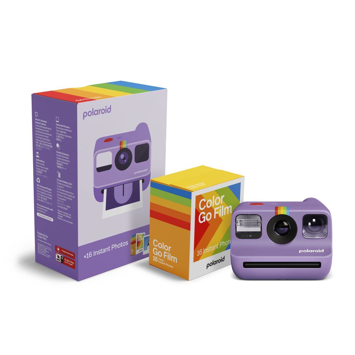 Polaroid Go Purple Instant Camera + Colour Film Bundle (16 Photos