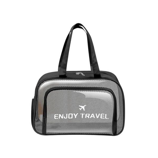 Waterproof Toiletry Bag with Shoe Compartment - Makeup Bag - Black