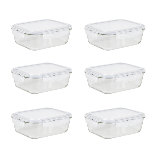 Leak-Proof Glass Food Storage Containers - 6 Pack
