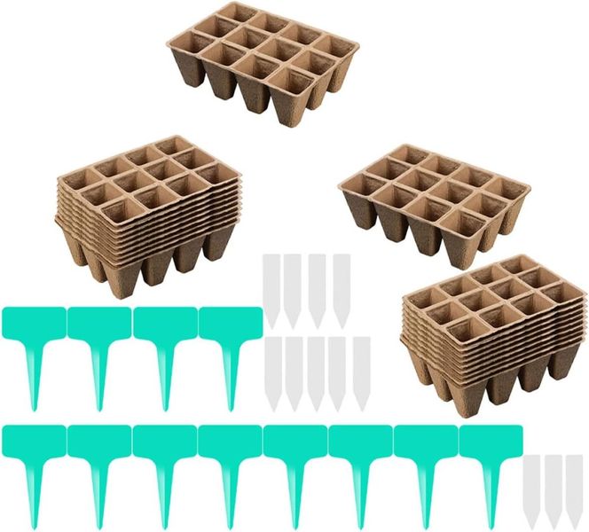Biodegradable Square Peat Planting Nursery Pots With Green And White Inser