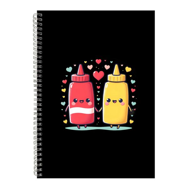 Mustard A4 Notebook Spiral and Lined Matching Couples Graphic Notepad 092