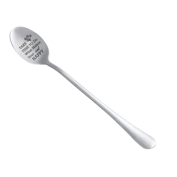 Engraved Long Handle Spoon - "Take Time To Do Hat Makes Your Soul Happy