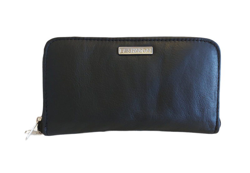 El Shaddai Leather Travel Purse - Black