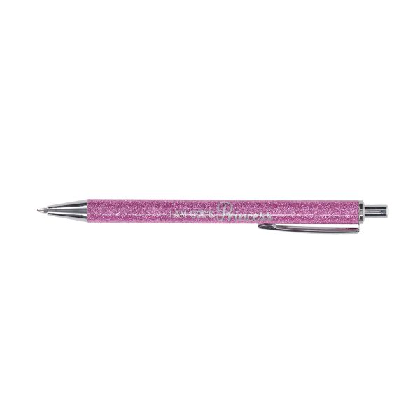 Pen in Tube - I Am God's Princess, Purple Glitter Barrel, Blue Ink